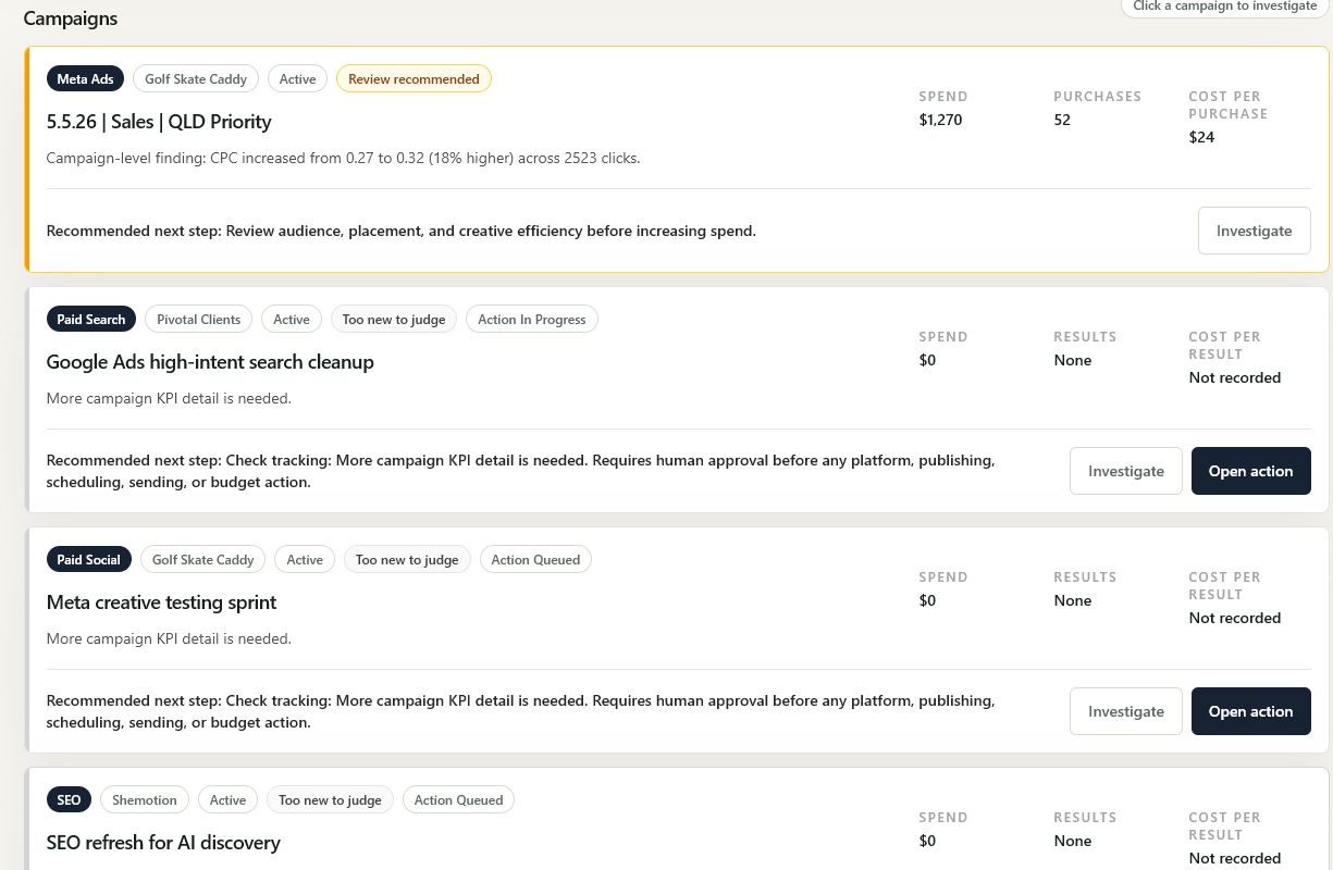 Paid / Campaign Intelligence screenshot